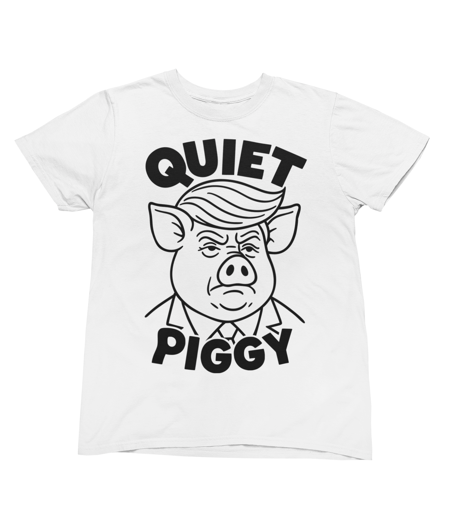 "Quiet Piggy" blk txt/Wht